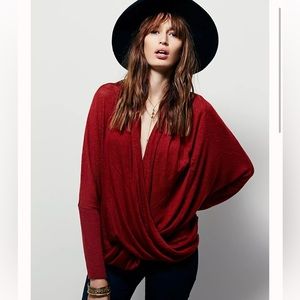 We The Free/ free people oversized Knit sweater/ top deep red